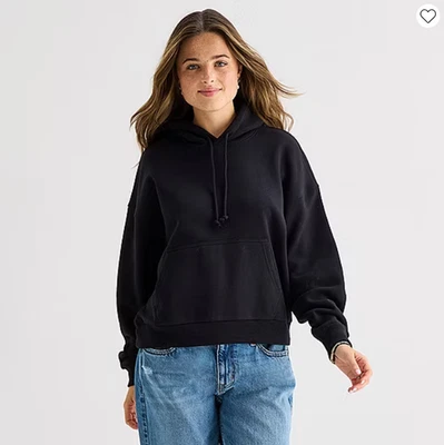 Moletom com capuz Arizona feminino júnior preto manga longa lã ativo tamanho XL novo com etiquetas - Imagem 1 de 4