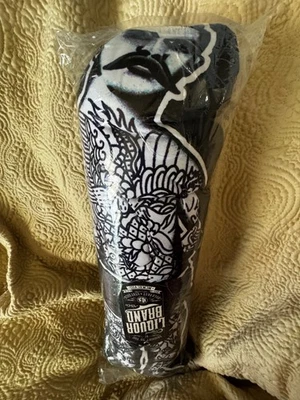 NWT Black/White Liquorbrand Tattoo Man Bolster Pillow 17" x 4" Rockabilly Punk - Image 1 of 4