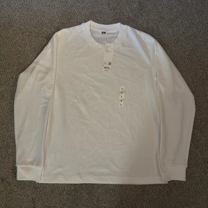 Uniqlo U AIRism Cotton Long Sleeve Crew Neck T-Shirt White Size Small - Picture 1 of 3