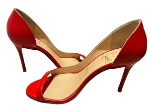 Christian Louboutin tacco a pompa rosso vernice tacco 8 cm taglia 35 US5 usato - Foto 1 di 11
