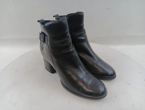 Born Gillian Ankle Boots Women"s 8.5M Black Leather Block Heel Buckle Booties  - Picture 1 of 24