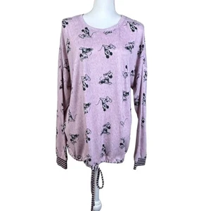 Disney Top XL Pink Cozy Pajama Lounge Mickey Mouse Adjustable Hem Sweatshirt - Picture 1 of 9