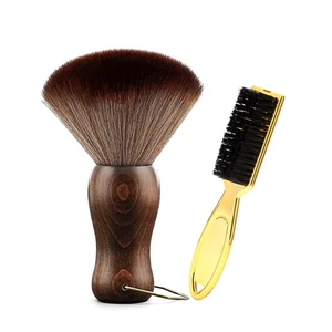 Cepillo de Cuello para Barbero con Mango Madera y Gancho Incluye Cepillo Dorado - Picture 1 of 12