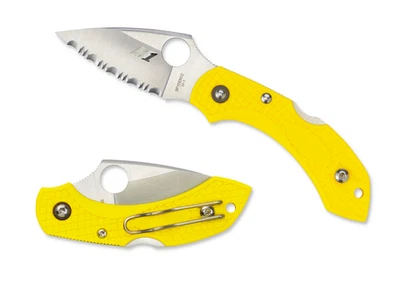 Spyderco Knives Dragonfly 2 Salt Lockback Marine Yellow FRN Serrated H2 C28SYL2 - Image 1 of 4
