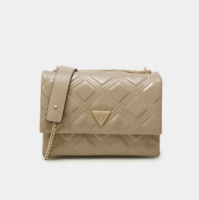 Guess Tracolla Deesa Trapuntata Vernice Taupe - Imagen 1 de 4