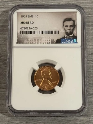 Top Population- 1965 SMS- Lincoln Penny Memorial Reverse- NGC- MS68RD- Pop 135/0 - Image 1 of 3