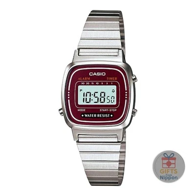 Casio LA-670WA-4 Women's Digital Watch Silver Wine Red Vintage Style New - Image 1 of 3