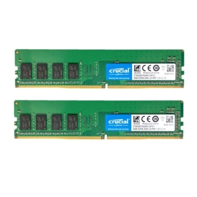 Crucial 16GB 2X 8GB DDR4 2666MHz PC4-21300 Desktop UDIMM Memory Ram CT8G4DFS8266 - Image 1 of 4