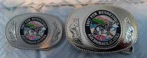 SET OF 2 VINTAGE 1987 FUR RENDEZVOUS ANCHORAGE, ALASKA BELT BUCKLES - Picture 1 of 6