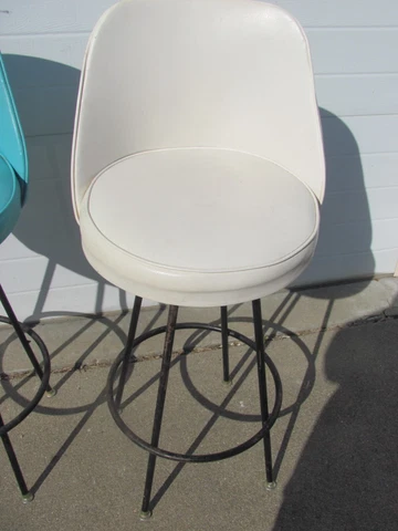 RARE! VTG MCM Mid Century Atomic Retro Bar Stool Chair Hair Pin Legs Cushioned Cover
