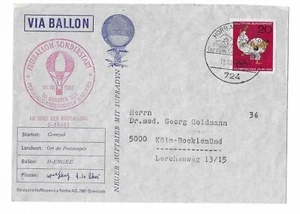 W228 Brief Ballonpost Freiballon Sonderstart Kinderdorf Grenzach-Horb Neckar1964 - Bild 1 von 1