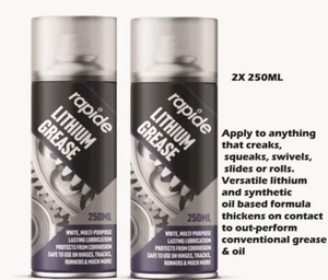 2X Lithium Grease Spray Rapide White Multi Purpose Protects & Lubricates 250ml - Picture 1 of 1