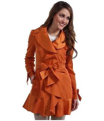 Nuevo con etiquetas Vestido Gabardina de Diseñador Cole Haan con Cinturón Volantes Talla XS Foto 1 de 4