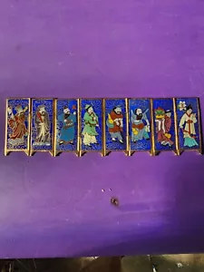 Miniatur 8 Panel Cloisonné Emaille Mini asiatischer Paravent Trennwand - Bild 1 von 3