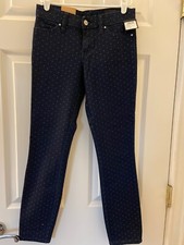 Club Monaco Womens Jeans W/White Polka Dots, Sz 00, NWT
