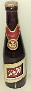 Schlitz Beer 7 oz. Bottle Anchor Hocking 1950 Royal Ruby Red with Labels and Cap - Picture 1 of 9
