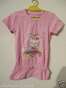 ANSEHEN # C&A hübsches KLEID Gr. 110 rosa Katze Mädchen Sommerkleid Sweatkleid - Bild 1 von 3