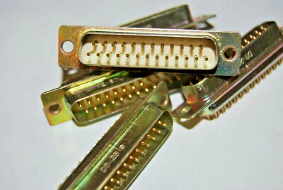 DB25 DSUB 25 Pin Male Connector Panel Mount Solder Cup NOS Qty(5) - Image 1 of 3
