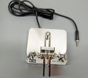 MFJ 564 Chrom Iambic Paddles CW Morsecode Schlüssel inklusive Kabel & Stecker Typ BY-1 - Bild 1 von 3