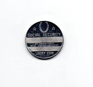 Vintage c.1940's Social Security Lucky Token Aluminum Coin - Picture 1 of 2