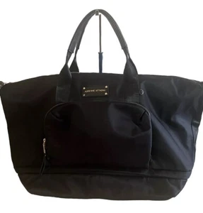 Adrienne Vittadini black nylon traveling bag top handle - Picture 1 of 20