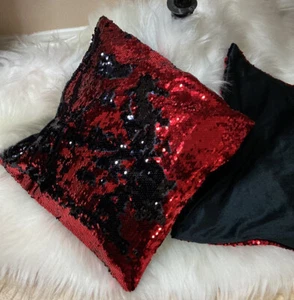 Double Color Sequin Pillow Case Square Cushion Cover Home Sofa Decorative - Picture 1 of 11