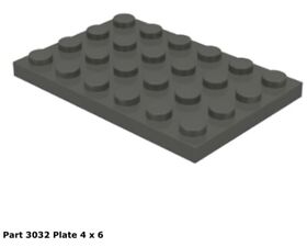 Lego 1x 3032 Dark Gray Plate 4 x 6 AT-TE 4482