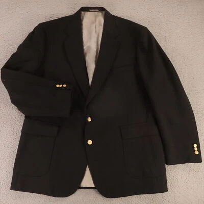 VTG Hopsack Jacket XL XLT Black Polyester Wool Blazer Sport Coat Made in USA 48L - Image 1 of 4