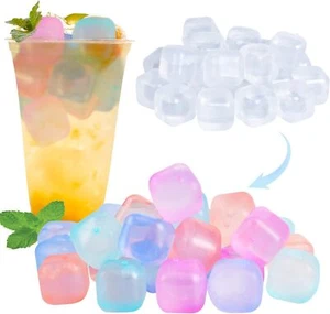 80 Pack Color-changing Reusable Ice Cube for Drinks, Colorful Square Plastic ice - Picture 1 of 46