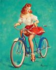 Gil ELVGREN Pinup BICYCLE FOR WOO Original Painting UPSKIRT Pin-Up Stockings 