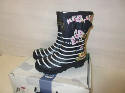 Bota de lluvia para mujer Joules 218258 Molly Mid en azul marino floral a rayas talla EE. UU. 6 NUEVA EN CAJA Foto 1 de 4