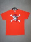 Skull Pirate Shirt Adult Large Orange Graphic KEY WEST Florida Short Sleeve Mens