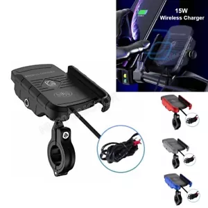 Motorcycle Cell Phone Holder USB Wireless Charger for Harley Street Glide FLHX - Picture 1 of 16