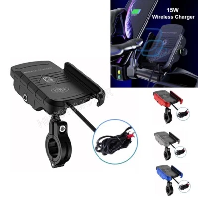 Motorcycle Cell Phone Holder USB Wireless Charger for Harley Street Glide FLHX - Image 1 of 4