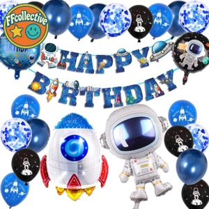 Outer Space Astronaut Birthday Decorations Rocket Balloons Banner Kids - Picture 1 of 7