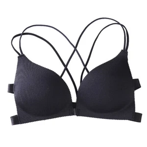 Womens Front Buckle Bras No Steel Ring Brassiere Breathable Gathering Backless ⭐ - Picture 1 of 27