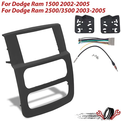 Stereo Radio Double Din Install Black Dash Panel Kit For 2002-05 Dodge Ram Truck - Image 1 of 4