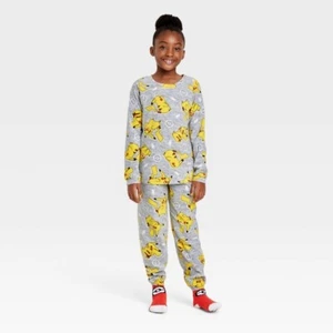 Girls Pokemon Pajamas Set T Shirt Pants 4 5 6 6X 8 10 12 Socks Boys Kids Pikachu - Picture 1 of 3