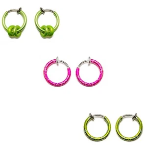 Fake Piercing Non Piercing Belly Ear Nose Lip Cartilage Rings 6 pack - Picture 1 of 1