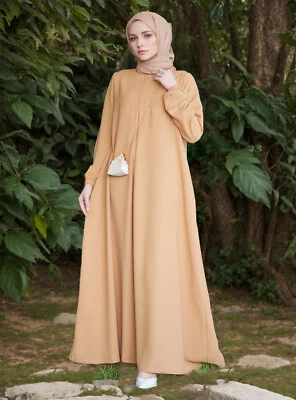 Vestido muçulmano Abaya roupa solta árabe Ramadã Kaftan Oriente Médio Africano - Imagem 1 de 4