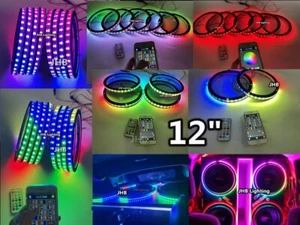 Set of 12 inch CHASING FLOW LED Audio Subs Remote APP Loud Speaker Rings Lights - Picture 1 of 60
