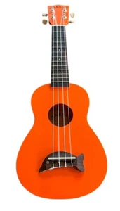 Makala Soprano Dolphin Ukulele Orange Used MK-SD-OR Chipped Finish Hawaii Decor - Picture 1 of 22