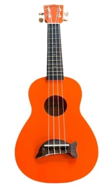 Makala Soprano Dolphin Ukulele Orange Used MK-SD-OR Chipped Finish Hawaii Decor - Image 1 of 4