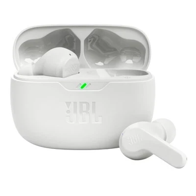 Auriculares inalámbricos verdaderos JBL VIBE BEAM blancos Bluetooth cancelación de ruido con estuche Foto 1 de 4