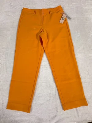 Nanette Lepore Dress Pants Women's 14 Orange Stretch Formal Oxford Straight Leg - Image 1 of 4