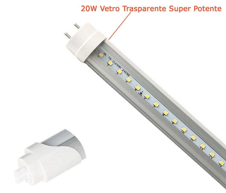 XENITE FARVISION Tubo Led T8 G13 120cm 20W Bianco Freddo 6000K Con Vetro Trasparente Super Potent