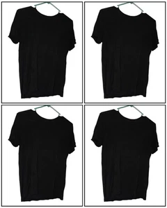Lote de 4 camisetas para mujer Nine West hiladas suaves negras manga corta rayón medianas - Imagen 1 de 10