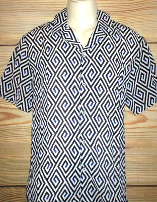 MENS BRUNO MILANO SHORT SLEEVE BLUE WHITE SHIRT SIZE S - Image 1 of 3