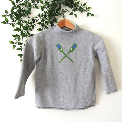 Suéter Preppy Crewcuts J.Crew Niños Gris Tejido Cuello Imitado Remo Talla 4-5 Foto 1 de 4