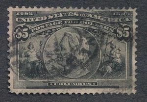 UNITED STATES (US) 245 USED F-VF $5 COLUMBIAN, FAULTS PER CERTIFICATE - Picture 1 of 4